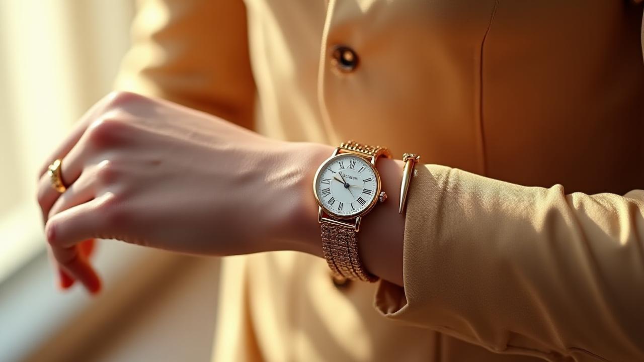 洗練された装いの女性が身に着けるCartierの時計